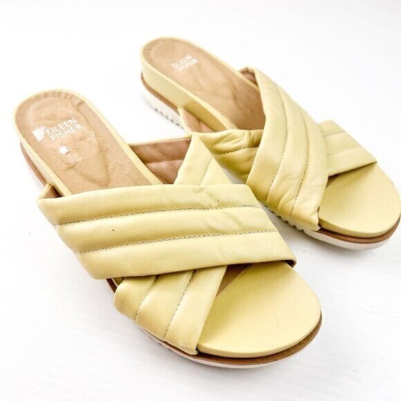 Eileen Fisher Kye Nappa Leather Sandals Womens Puffy Slide Butter Leather Size 9 - Picture 4 of 13